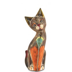 Figura Madera Gato Colores 21 cm