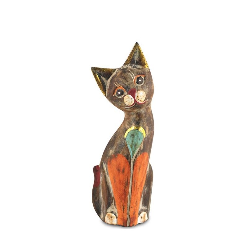 Figura Madera Gato Colores 21 cm
