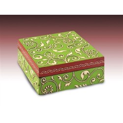 Caja Cuadrada India Verde 15 cm