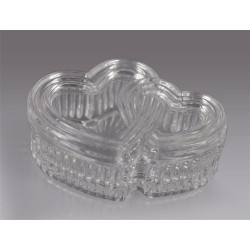 Caja Doble Corazon Cristal Tallado 12 cm