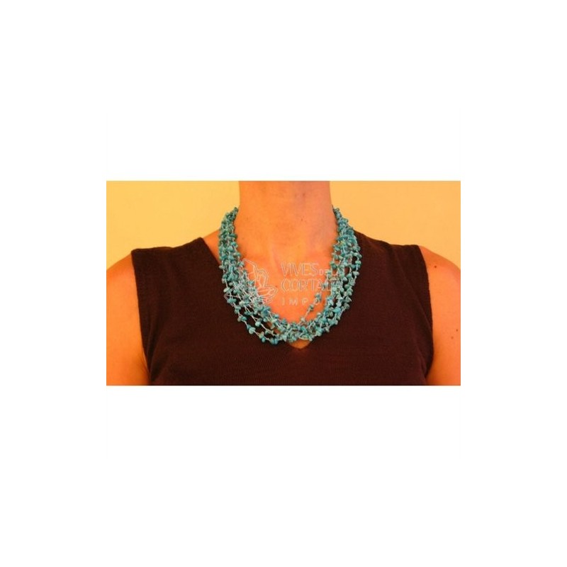 Collar chip de Turquesa Natural 6 vueltas