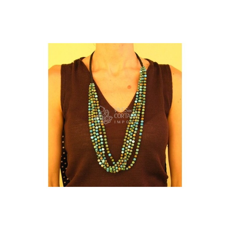 Collar de Turquesa natural de 5 vueltas esferas de 6mm