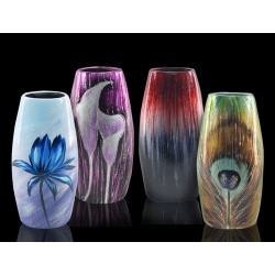 Set 4 Jarrones Cristal Esmaltados 36 cm