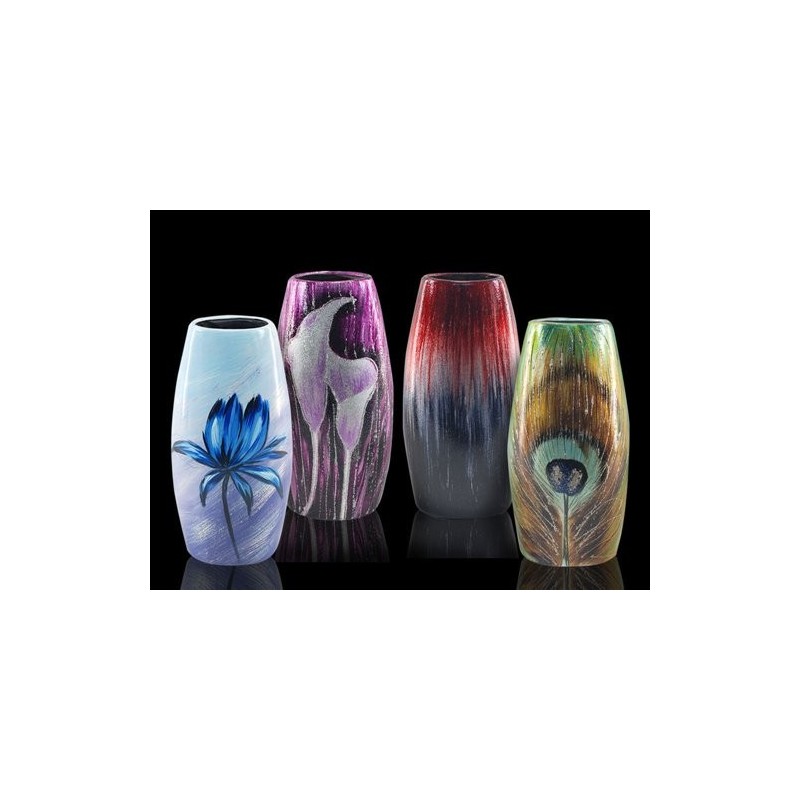 Set 4 Jarrones Cristal Esmaltados 36 cm