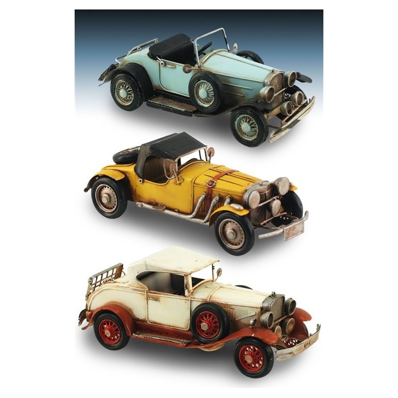 Set 3 Coches Antiguos Decorativos 27 cm