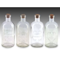 Set 4 Botellas Vidrio Retro 14 cm