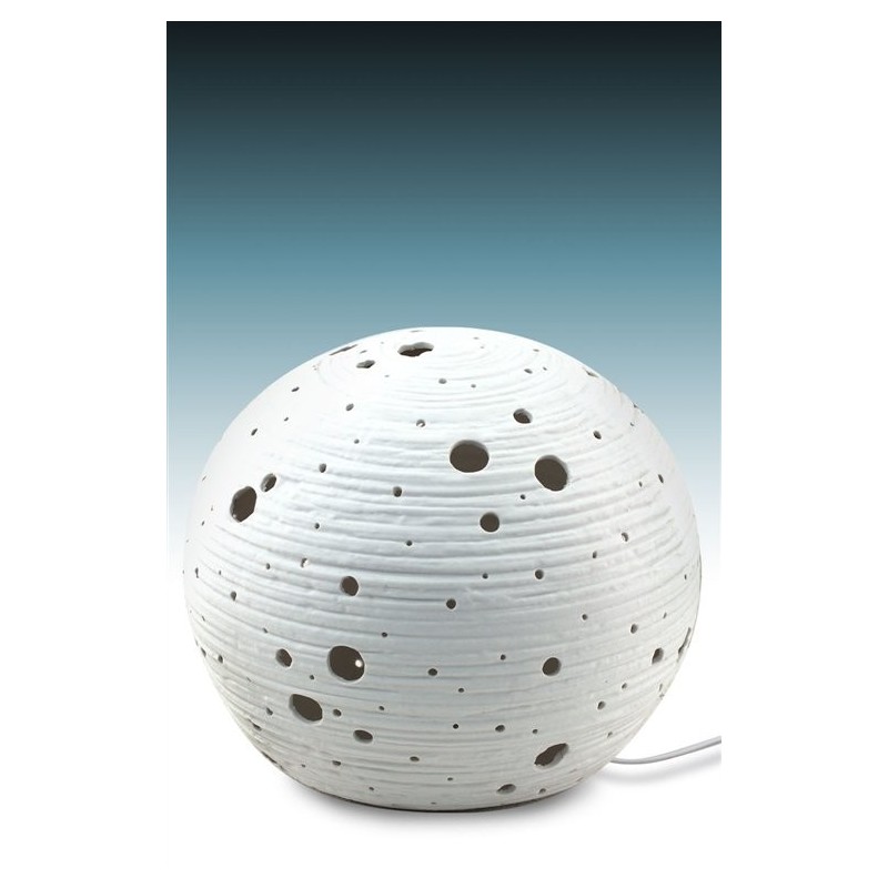 Lampara Redonda Grande Ceramica Blanca 27 cm