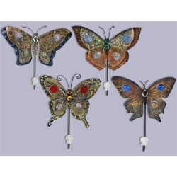 Percha x4 pared Mariposas Colores 26 cmn