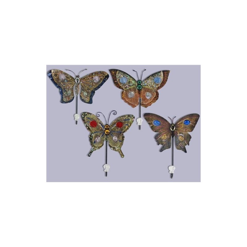 Percha x4 pared Mariposas Colores 26 cmn