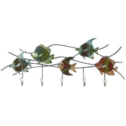 Perchero Pared Peces Colores5 Pomos 100 cm