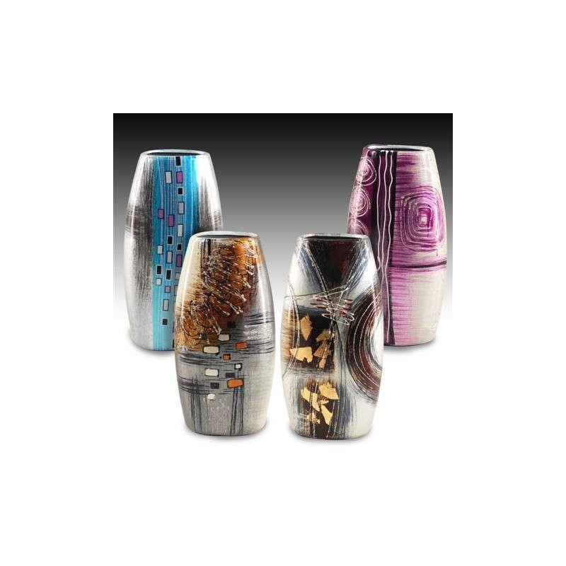 Jarrones x4 Colores Cristal Decorado 35 cm