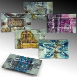 Platos Cristal Decorado x6 Colores 18 cm