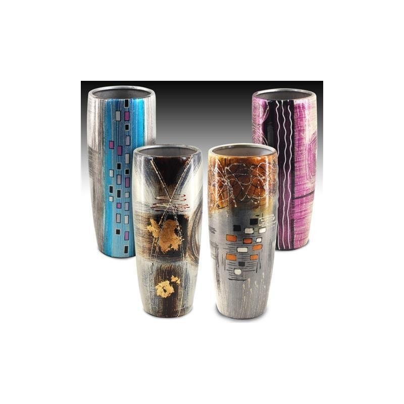 Jarrones x4 Colores Cristal Decorado 35 cm