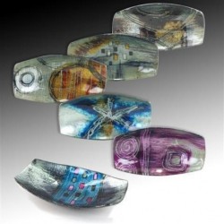 Platos Cristal Decorado x6 Colores 20 cm