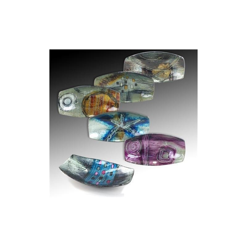 Platos Cristal Decorado x6 Colores 20 cm