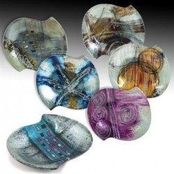 Platos Cristal Decorado x6 Colores 19 cm