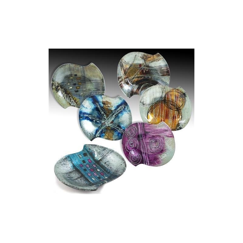 Platos Cristal Decorado x6 Colores 19 cm