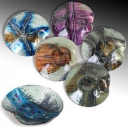 Platos Cristal Decorado x6 Colores 17 cm