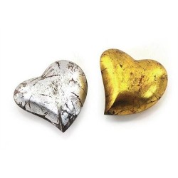 Corazon x2 Decorativo Dorado/Plateado 7 cm