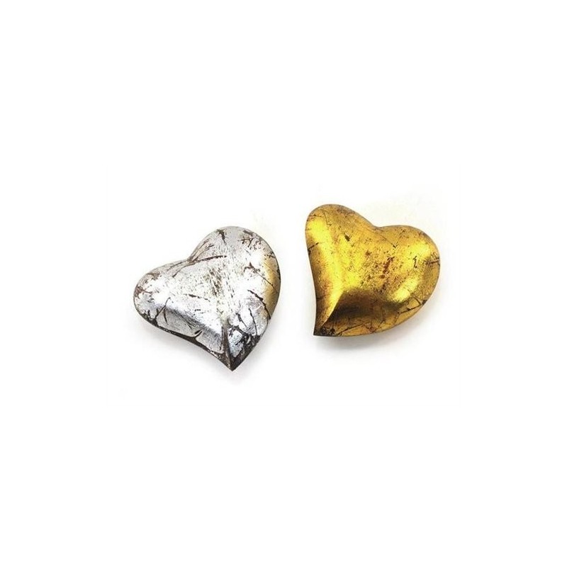 Corazon x2 Decorativo Dorado/Plateado 7 cm