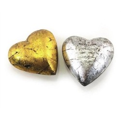 Corazon x2 Decorativo Dorado/Plateado 7 cm