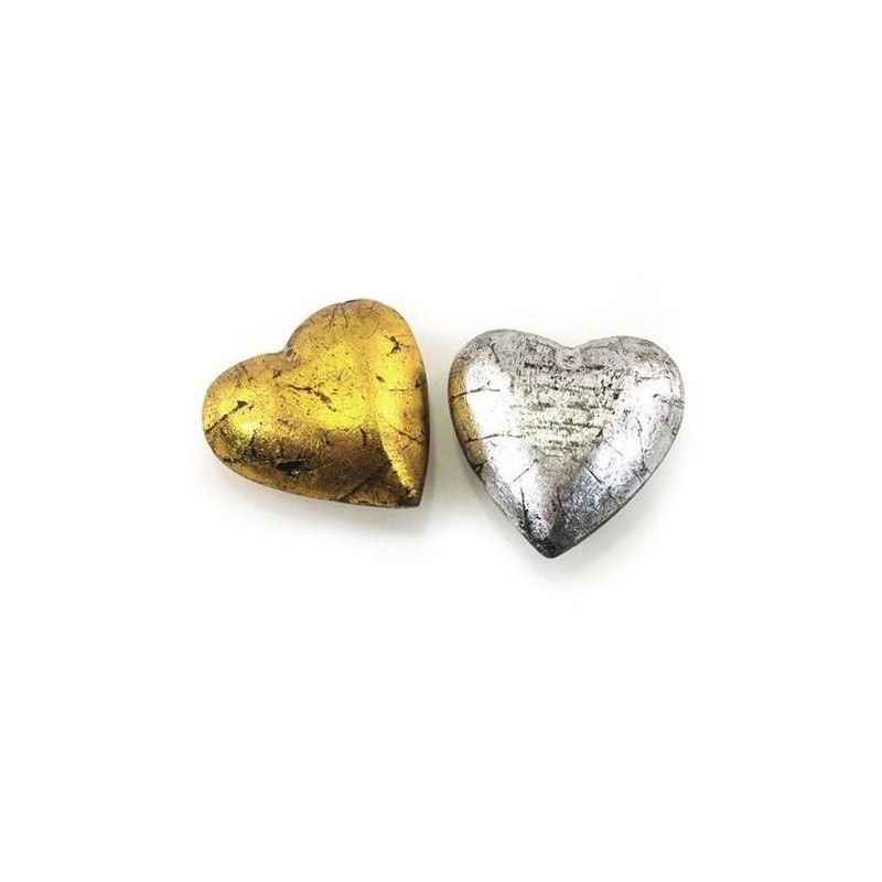 Corazon x2 Decorativo Dorado/Plateado 7 cm