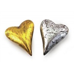 Corazon x2 Decorativo Dorado/Plateado 7 cm