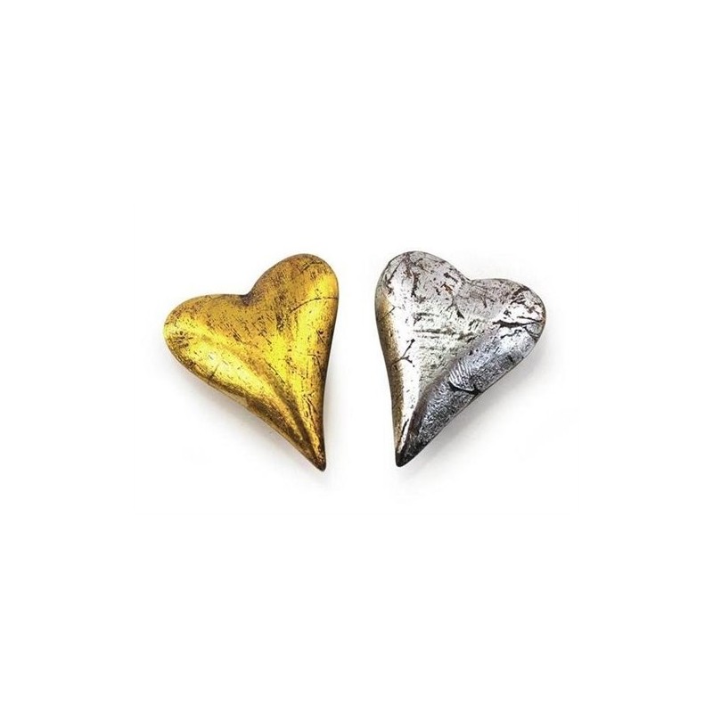 Corazon x2 Decorativo Dorado/Plateado 7 cm