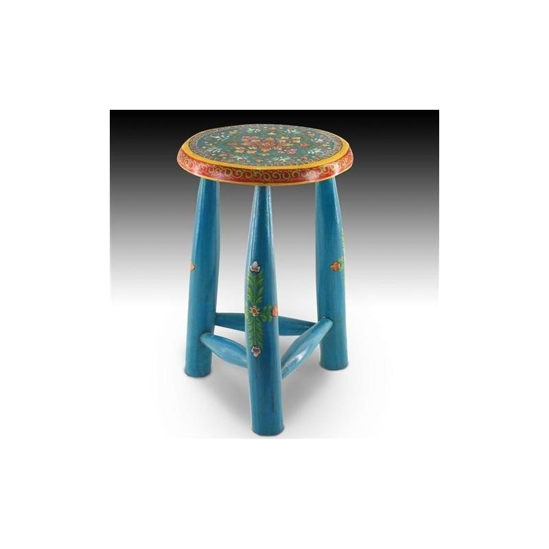 Taburete Indio Madera Azul 47 cm