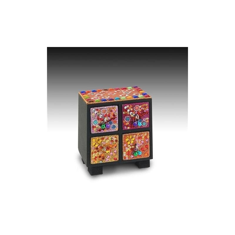 Joyero Indio 4 Cajones Colores 15 cm