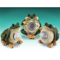 Set 3 Figuras Ranas Con Luz Solar 10 cm