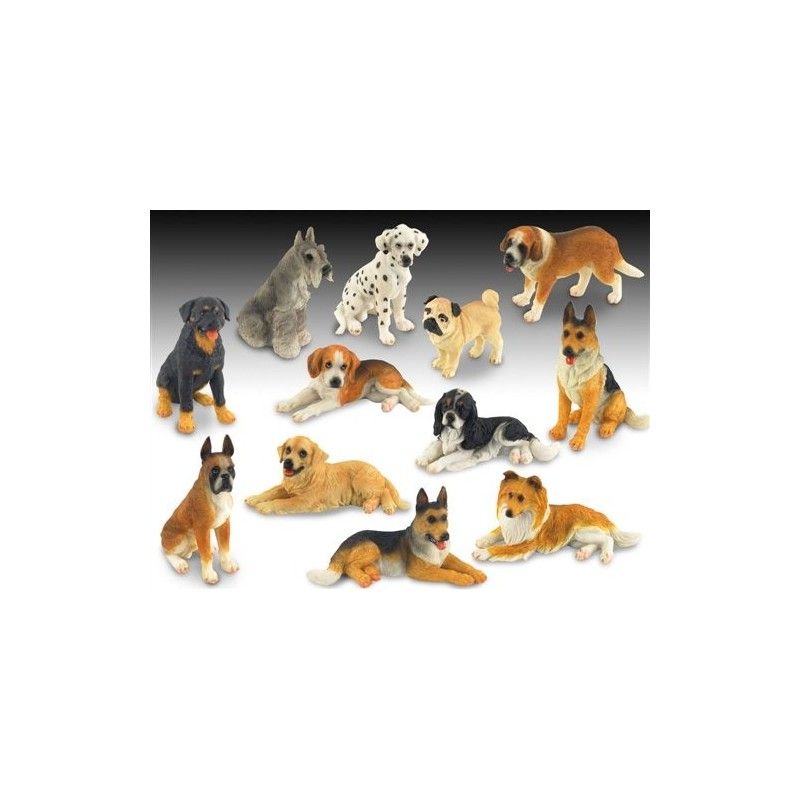 Set 6 Figuritas Resina Perros Razas 10 cm