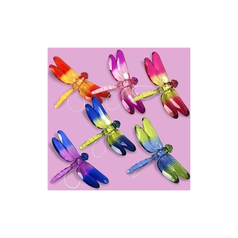 Figura Libelula x6 Colores Colgantes 15 cm