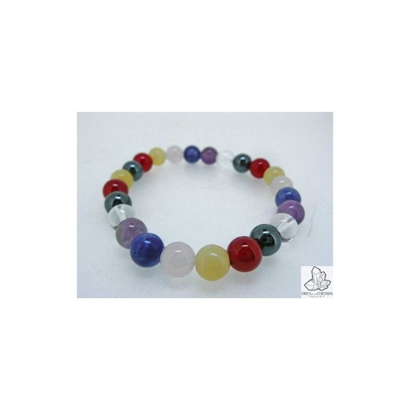 PULSERA DE LOS CHAKRAS BOLAS 8MM COLORES CONSECUTIVOS