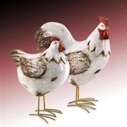 Figura x2 Gallina Resina 22 cm