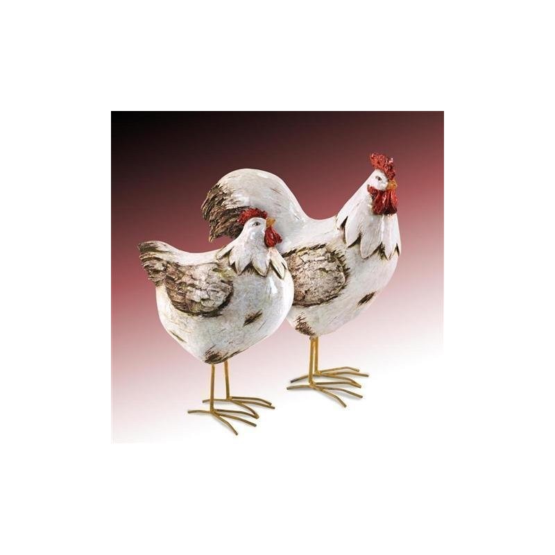 Figura x2 Gallina Resina 22 cm