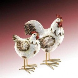 Figura x2 Gallina Resina 16 cm