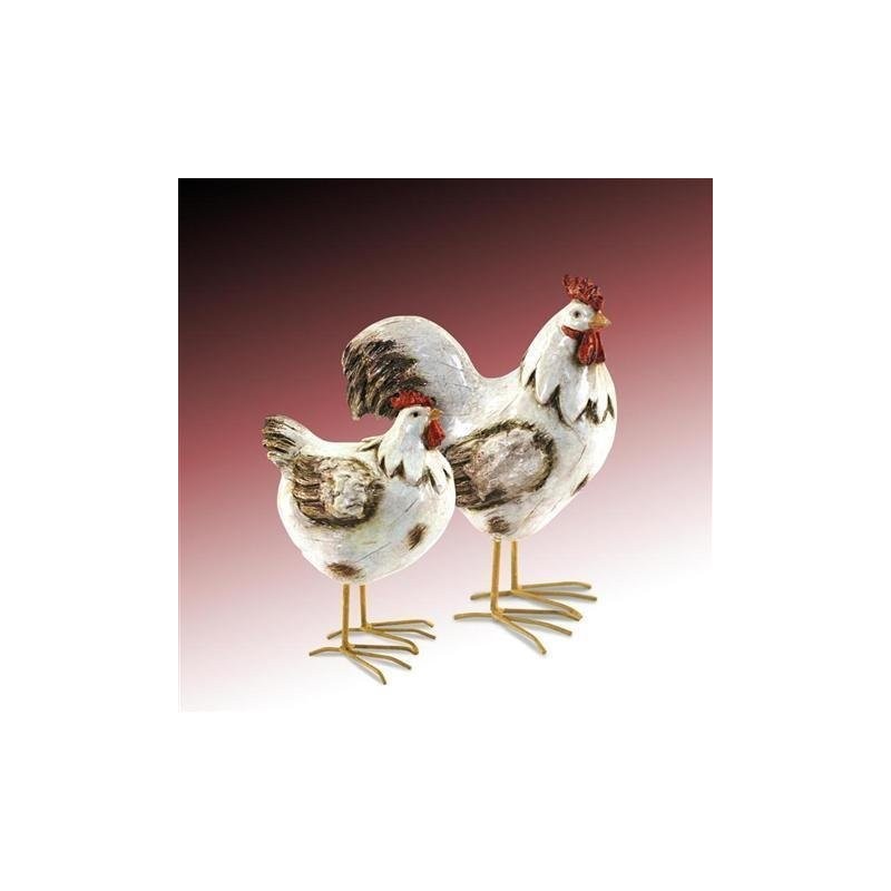 Figura x2 Gallina Resina 16 cm