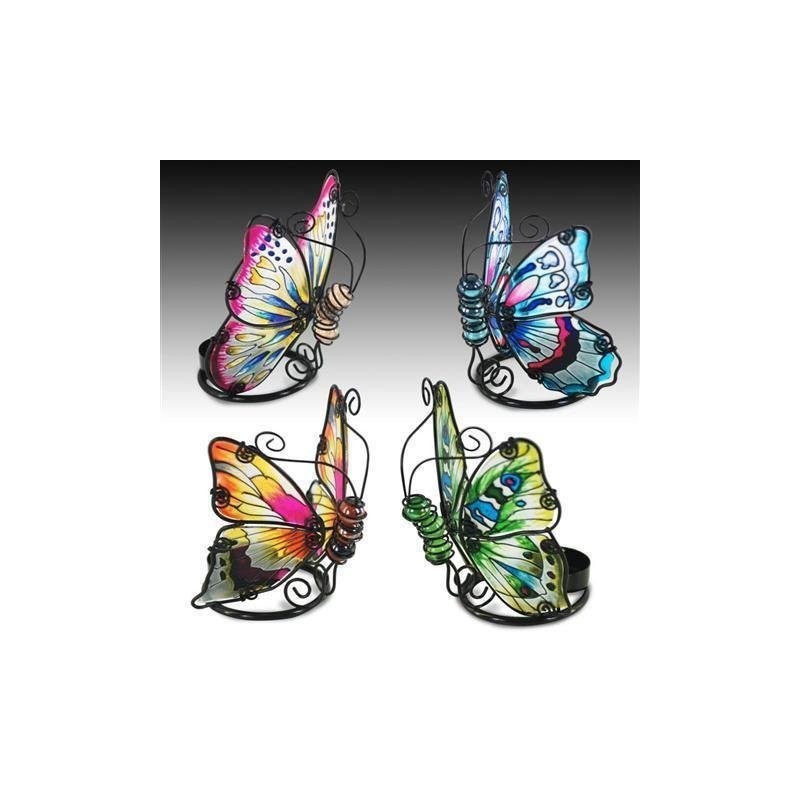 Candelabro x4 T-Lite Mariposa Colores 12 cm
