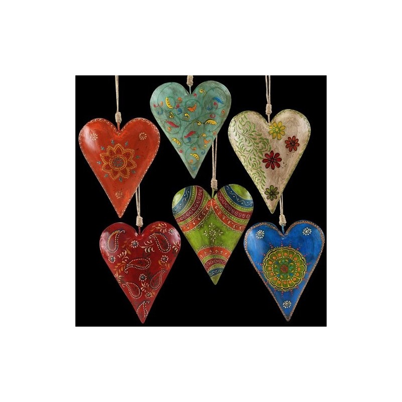 Corazon x6 Colgante de Colores 17 cm