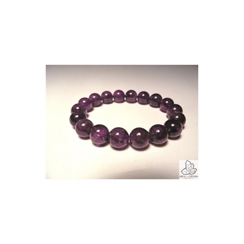 Pulsera elastica de bolas de Amatista de 7mm.