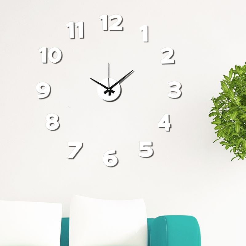Reloj de Pared Numeros Adhesivos Blanco 50 cm