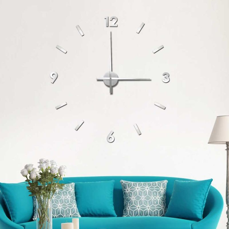 Reloj de Pared Numeros Adhesivos Gris XXL 100 cm