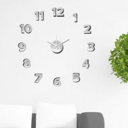 Reloj de Pared Numeros Adhesivos Plata 60 cm