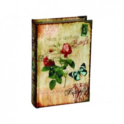 LIBRO-CAJA FUERTE FLORES+MARIPOSAS 16x5x24cm
