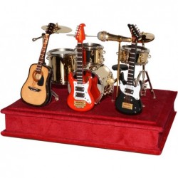 MINIATURA BATERÍA MÚSICA METAL+ 3 GUITARRAS 18X14X14CM