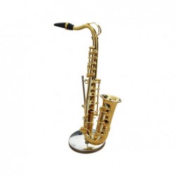 MINIATURA SAXOFÓN METAL DORADO C/STAND 14CM