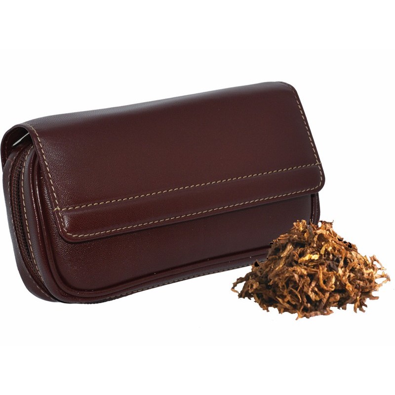 BOLSA TABACO-2 COMBI PIEL MARRON AE5S 18X6X10CM