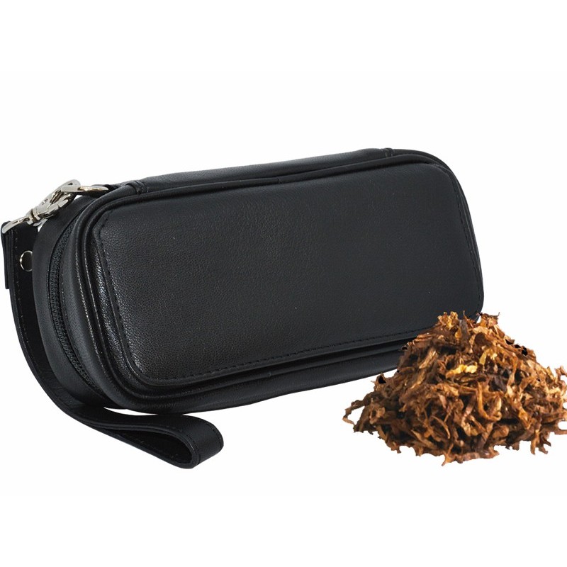 BOLSA TABACO-2 COMBI PIEL NEGRA AE36 19X7X9CM