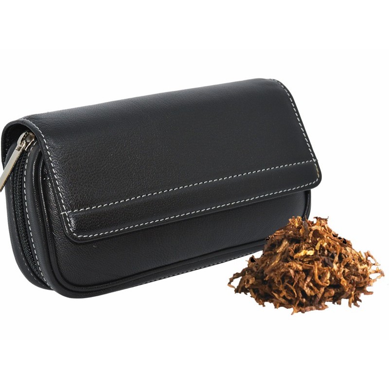 BOLSA TABACO-2 COMBI PIEL NEGRA AE5S 18X6X10CM